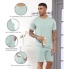 image:imageWiWi Super Soft Cooling Mens Tracksuit Set Breathable 2 Piece Jogger Outfit Modal Cotton Pullover Jogging Sweatsuits SXXLCdusty Aqua