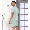 image:imageWiWi Super Soft Cooling Mens Tracksuit Set Breathable 2 Piece Jogger Outfit Modal Cotton Pullover Jogging Sweatsuits SXXLCdusty Aqua