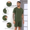 image:imageWiWi Super Soft Cooling Mens Tracksuit Set Breathable 2 Piece Jogger Outfit Modal Cotton Pullover Jogging Sweatsuits SXXLColive Green
