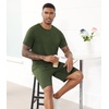 image:imageWiWi Super Soft Cooling Mens Tracksuit Set Breathable 2 Piece Jogger Outfit Modal Cotton Pullover Jogging Sweatsuits SXXLColive Green