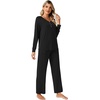 image:imageWiWi Viscose from Bamboo Pajama Set for Women 2 Pieces Long Sleeve Loungwear Soft Sleepwear Loose Comfy Pj Sets Pockets SXXLAblack