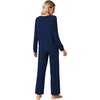 image:imageWiWi Viscose from Bamboo Pajama Set for Women 2 Pieces Long Sleeve Loungwear Soft Sleepwear Loose Comfy Pj Sets Pockets SXXLAnavy
