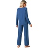 image:imageWiWi Viscose from Bamboo Pajama Set for Women 2 Pieces Long Sleeve Loungwear Soft Sleepwear Loose Comfy Pj Sets Pockets SXXLAprussian Blue