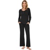 image:imageWiWi Viscose from Bamboo Pajama Set for Women 2 Pieces Long Sleeve Loungwear Soft Sleepwear Loose Comfy Pj Sets Pockets SXXLBblack