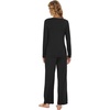 image:imageWiWi Viscose from Bamboo Pajama Set for Women 2 Pieces Long Sleeve Loungwear Soft Sleepwear Loose Comfy Pj Sets Pockets SXXLBblack