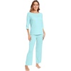 image:imageWiWi Viscose from Bamboo Pajama Set for Women 2 Pieces Long Sleeve Loungwear Soft Sleepwear Loose Comfy Pj Sets Pockets SXXLCaqua