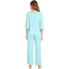 image:imageWiWi Viscose from Bamboo Pajama Set for Women 2 Pieces Long Sleeve Loungwear Soft Sleepwear Loose Comfy Pj Sets Pockets SXXLCaqua