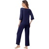 image:imageWiWi Viscose from Bamboo Pajama Set for Women 2 Pieces Long Sleeve Loungwear Soft Sleepwear Loose Comfy Pj Sets Pockets SXXLCnavy