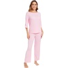 image:imageWiWi Viscose from Bamboo Pajama Set for Women 2 Pieces Long Sleeve Loungwear Soft Sleepwear Loose Comfy Pj Sets Pockets SXXLCpink