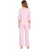 image:imageWiWi Viscose from Bamboo Pajama Set for Women 2 Pieces Long Sleeve Loungwear Soft Sleepwear Loose Comfy Pj Sets Pockets SXXLCpink