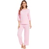 image:imageWiWi Viscose from Bamboo Pajama Set for Women 2 Pieces Long Sleeve Loungwear Soft Sleepwear Loose Comfy Pj Sets Pockets SXXLCpink