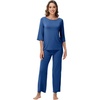 image:imageWiWi Viscose from Bamboo Pajama Set for Women 2 Pieces Long Sleeve Loungwear Soft Sleepwear Loose Comfy Pj Sets Pockets SXXLCprussian Blue