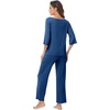 image:imageWiWi Viscose from Bamboo Pajama Set for Women 2 Pieces Long Sleeve Loungwear Soft Sleepwear Loose Comfy Pj Sets Pockets SXXLCprussian Blue