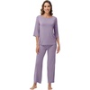 image:imageWiWi Viscose from Bamboo Pajama Set for Women 2 Pieces Long Sleeve Loungwear Soft Sleepwear Loose Comfy Pj Sets Pockets SXXLCviolet