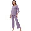 image:imageWiWi Viscose from Bamboo Pajama Set for Women 2 Pieces Long Sleeve Loungwear Soft Sleepwear Loose Comfy Pj Sets Pockets SXXLCviolet
