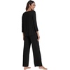 image:imageWiWi Viscose from Bamboo Pajama Set for Women 2 Pieces Long Sleeve Loungwear Soft Sleepwear Loose Comfy Pj Sets Pockets SXXLDblack