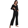 image:imageWiWi Viscose from Bamboo Pajama Set for Women 2 Pieces Long Sleeve Loungwear Soft Sleepwear Loose Comfy Pj Sets Pockets SXXLDblack