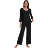 image:imageWiWi Viscose from Bamboo Pajama Set for Women 2 Pieces Long Sleeve Loungwear Soft Sleepwear Loose Comfy Pj Sets Pockets SXXLDblack