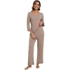 image:imageWiWi Viscose from Bamboo Pajama Set for Women 2 Pieces Long Sleeve Loungwear Soft Sleepwear Loose Comfy Pj Sets Pockets SXXLDcamel