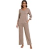 image:imageWiWi Viscose from Bamboo Pajama Set for Women 2 Pieces Long Sleeve Loungwear Soft Sleepwear Loose Comfy Pj Sets Pockets SXXLDcamel