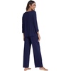 image:imageWiWi Viscose from Bamboo Pajama Set for Women 2 Pieces Long Sleeve Loungwear Soft Sleepwear Loose Comfy Pj Sets Pockets SXXLDnavy