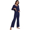 image:imageWiWi Viscose from Bamboo Pajama Set for Women 2 Pieces Long Sleeve Loungwear Soft Sleepwear Loose Comfy Pj Sets Pockets SXXLDnavy
