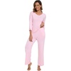 image:imageWiWi Viscose from Bamboo Pajama Set for Women 2 Pieces Long Sleeve Loungwear Soft Sleepwear Loose Comfy Pj Sets Pockets SXXLDpink