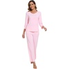 image:imageWiWi Viscose from Bamboo Pajama Set for Women 2 Pieces Long Sleeve Loungwear Soft Sleepwear Loose Comfy Pj Sets Pockets SXXLDpink