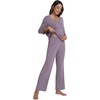 image:imageWiWi Viscose from Bamboo Pajama Set for Women 2 Pieces Long Sleeve Loungwear Soft Sleepwear Loose Comfy Pj Sets Pockets SXXLDviolet