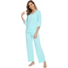 image:imageWiWi Viscose from Bamboo Pajama Set for Women 2 Pieces Long Sleeve Loungwear Soft Sleepwear Loose Comfy Pj Sets Pockets SXXLEaqua