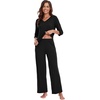 image:imageWiWi Viscose from Bamboo Pajama Set for Women 2 Pieces Long Sleeve Loungwear Soft Sleepwear Loose Comfy Pj Sets Pockets SXXLEblack