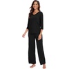 image:imageWiWi Viscose from Bamboo Pajama Set for Women 2 Pieces Long Sleeve Loungwear Soft Sleepwear Loose Comfy Pj Sets Pockets SXXLEblack