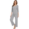 image:imageWiWi Viscose from Bamboo Pajama Set for Women 2 Pieces Long Sleeve Loungwear Soft Sleepwear Loose Comfy Pj Sets Pockets SXXLEheather Grey