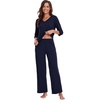 image:imageWiWi Viscose from Bamboo Pajama Set for Women 2 Pieces Long Sleeve Loungwear Soft Sleepwear Loose Comfy Pj Sets Pockets SXXLEnavy