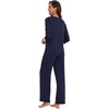 image:imageWiWi Viscose from Bamboo Pajama Set for Women 2 Pieces Long Sleeve Loungwear Soft Sleepwear Loose Comfy Pj Sets Pockets SXXLEnavy