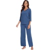 image:imageWiWi Viscose from Bamboo Pajama Set for Women 2 Pieces Long Sleeve Loungwear Soft Sleepwear Loose Comfy Pj Sets Pockets SXXLEprussian Blue