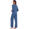 image:imageWiWi Viscose from Bamboo Pajama Set for Women 2 Pieces Long Sleeve Loungwear Soft Sleepwear Loose Comfy Pj Sets Pockets SXXLEprussian Blue