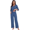 image:imageWiWi Viscose from Bamboo Pajama Set for Women 2 Pieces Long Sleeve Loungwear Soft Sleepwear Loose Comfy Pj Sets Pockets SXXLEprussian Blue
