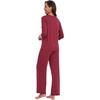 image:imageWiWi Viscose from Bamboo Pajama Set for Women 2 Pieces Long Sleeve Loungwear Soft Sleepwear Loose Comfy Pj Sets Pockets SXXLEwine