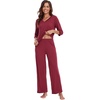 image:imageWiWi Viscose from Bamboo Pajama Set for Women 2 Pieces Long Sleeve Loungwear Soft Sleepwear Loose Comfy Pj Sets Pockets SXXLEwine