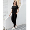 image:imageWiWi Womens 2 Piece Tracksuits Set with Pockets Scoop Neck Short Sleeve Tops Jogger Pants Lounge Sets Outfits SXXLBlack