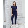 image:imageWiWi Womens 2 Piece Tracksuits Set with Pockets Scoop Neck Short Sleeve Tops Jogger Pants Lounge Sets Outfits SXXLDark Navy