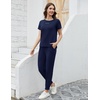 image:imageWiWi Womens 2 Piece Tracksuits Set with Pockets Scoop Neck Short Sleeve Tops Jogger Pants Lounge Sets Outfits SXXLDark Navy