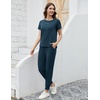 image:imageWiWi Womens 2 Piece Tracksuits Set with Pockets Scoop Neck Short Sleeve Tops Jogger Pants Lounge Sets Outfits SXXLDeep Teal