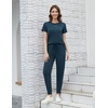 image:imageWiWi Womens 2 Piece Tracksuits Set with Pockets Scoop Neck Short Sleeve Tops Jogger Pants Lounge Sets Outfits SXXLDeep Teal