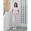 image:imageWiWi Womens 2 Piece Tracksuits Set with Pockets Scoop Neck Short Sleeve Tops Jogger Pants Lounge Sets Outfits SXXLGrayish White