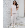 image:imageWiWi Womens 2 Piece Tracksuits Set with Pockets Scoop Neck Short Sleeve Tops Jogger Pants Lounge Sets Outfits SXXLGrayish White