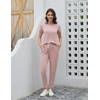 image:imageWiWi Womens 2 Piece Tracksuits Set with Pockets Scoop Neck Short Sleeve Tops Jogger Pants Lounge Sets Outfits SXXLSmoky Pink