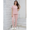 image:imageWiWi Womens 2 Piece Tracksuits Set with Pockets Scoop Neck Short Sleeve Tops Jogger Pants Lounge Sets Outfits SXXLSmoky Pink
