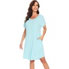 image:imageWiWi Womens Bamboo Viscose Nightgowns Soft Short Sleeve Sleep Shirt Lightweight Cool Nightshirt Pajama Dress SXXLAaqua